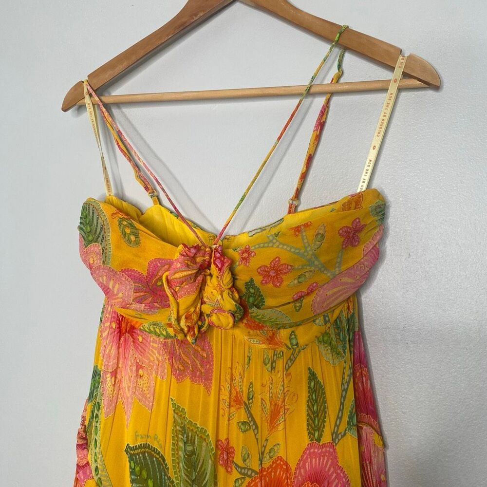 Farm Rio Macaw Bloom Tiered Maxi Dress Yellow Floral XS - Picture 7 of 16